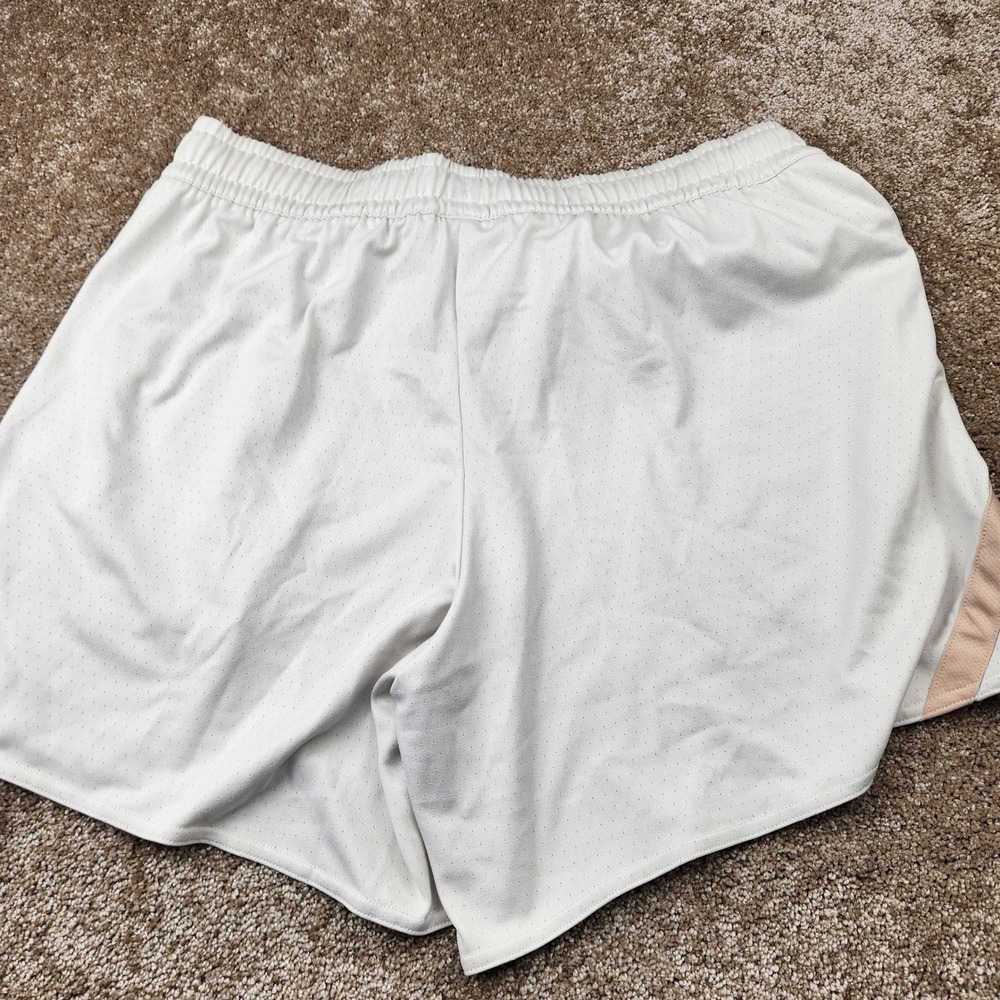 Adidas Womens Mesh Athletic Shorts Off-White Orange Logo Size Large NWT - Picture 5 of 5